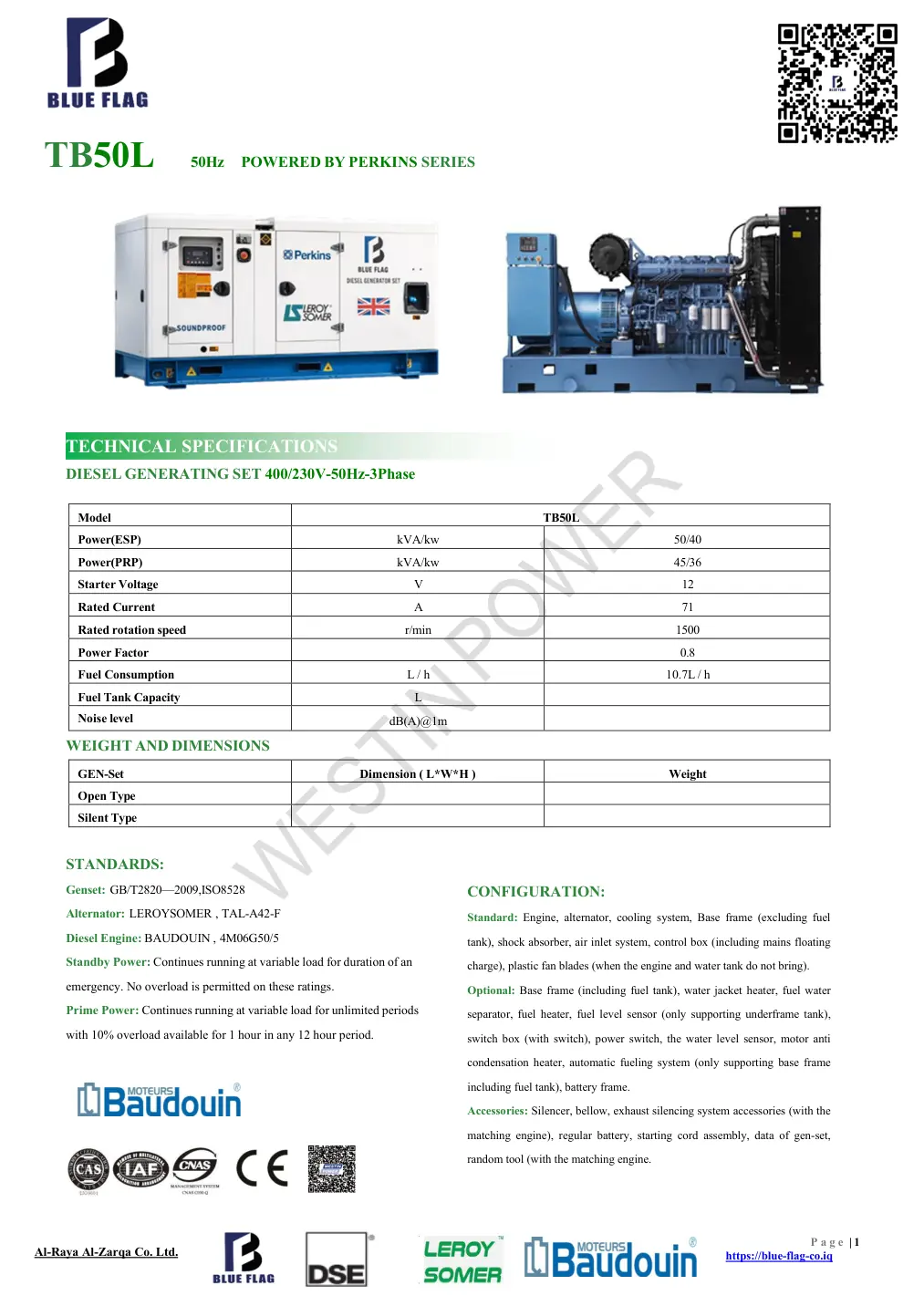 مولدة Baudouin TB50L